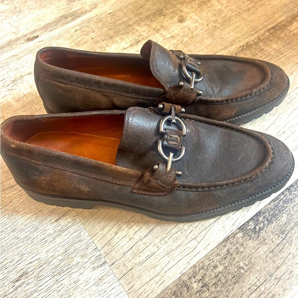 Donald Pliner Lore Distressed Leather Brown Horse Bit
Loafers Size 9